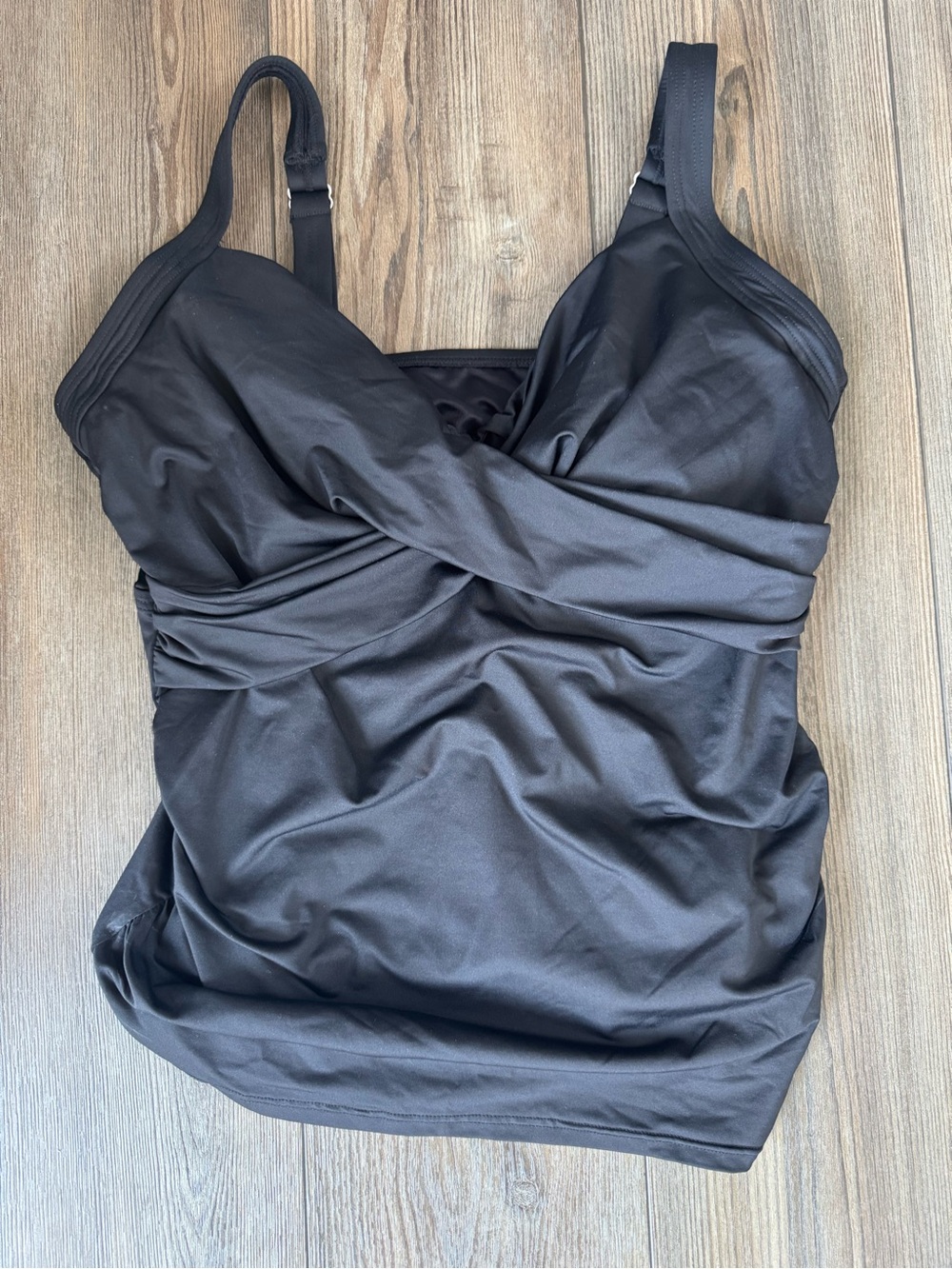 Lands' End Black Twist-Front Women’s Tankini Top